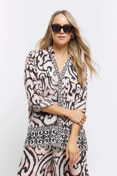 Пляжная рубашка икат River Island, бежевый
