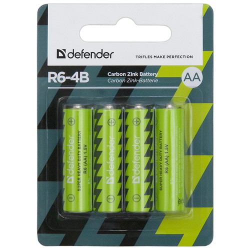Батарейка Defender солевая AA R6, 4 шт.