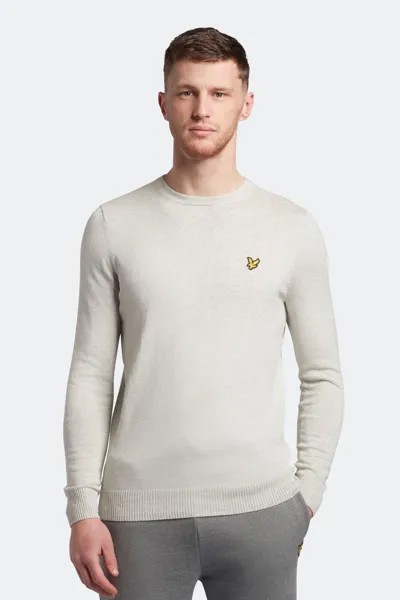 Серый свитер с круглым вырезом из хлопка и шерсти мериноса Lyle & Scott, серый