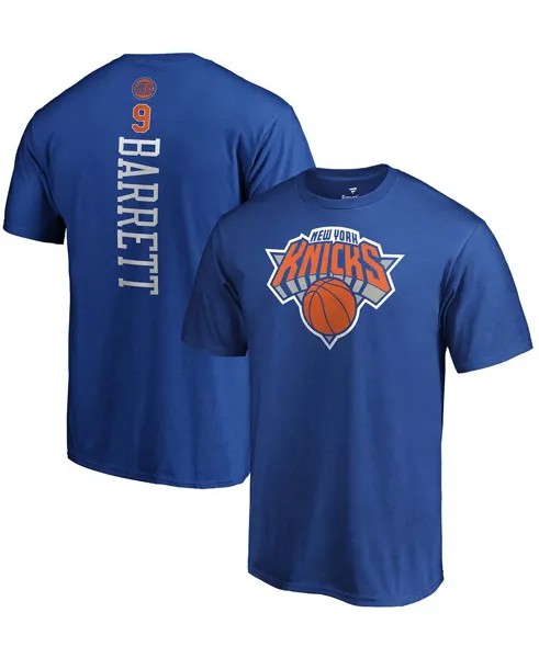 Фирменная мужская футболка с именем и номером плеймейкера new york knicks от fanatics - r.j. барретт Majestic, синий