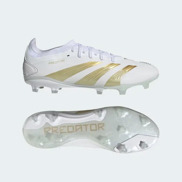 Футбольные бутсы Predator Pro для твердого грунта Adidas, цвет Cloud White/Gold Metallic/Sandy Beige Met