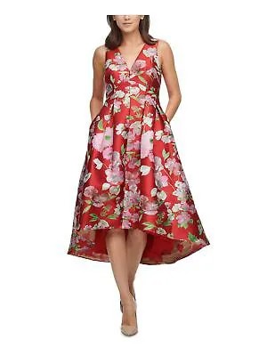 ELIZA J Женское красное платье с цветочным принтом и V-образным вырезом до колен, коктейльное платье хай-лоу для миниатюрных 2P