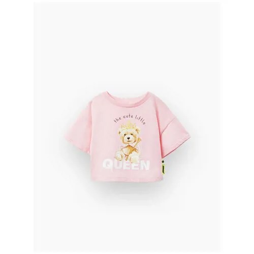 88144 Футболка детская хлопковая Happy Baby для девочки, на лето, розовая, рост 74-80