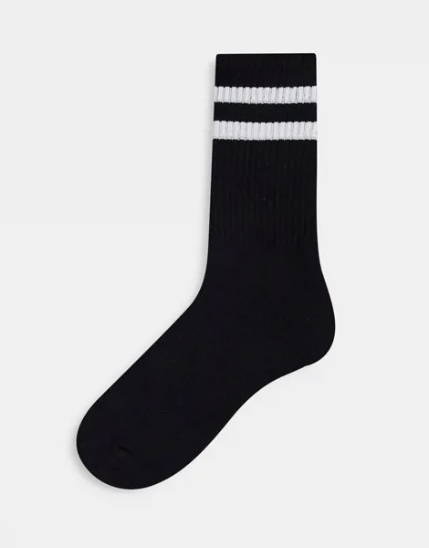Черно-белые носки с полосками Topman-Черный цвет