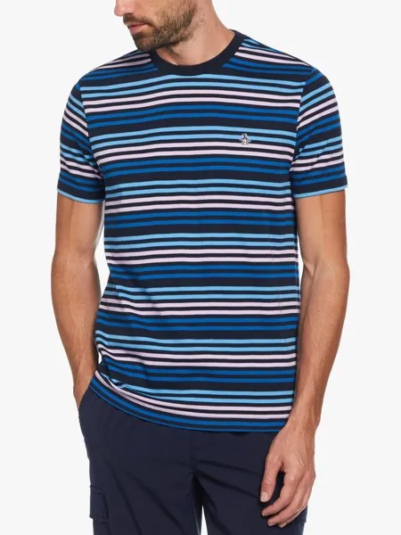 Футболка в полоску Engineered Stripe Original Penguin, темный сапфир