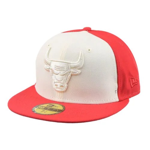 Мужская кепка New Era Chicago Bulls Tonal 2-Tone 59Fifty красно-белая