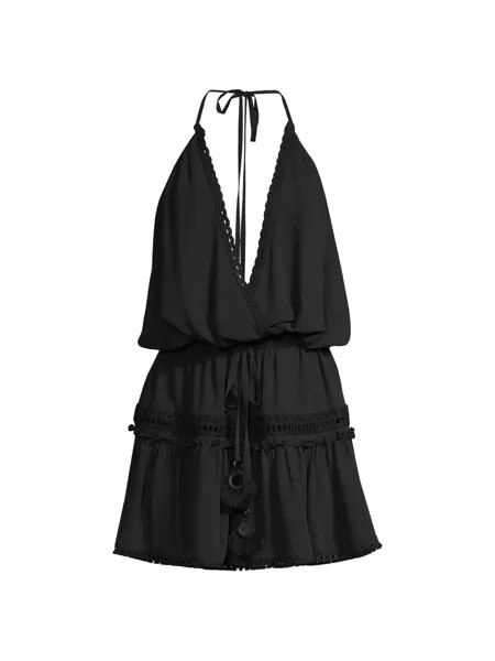 Мини-платье Marla Tassel с лямкой на шее Ramy Brook, черный
