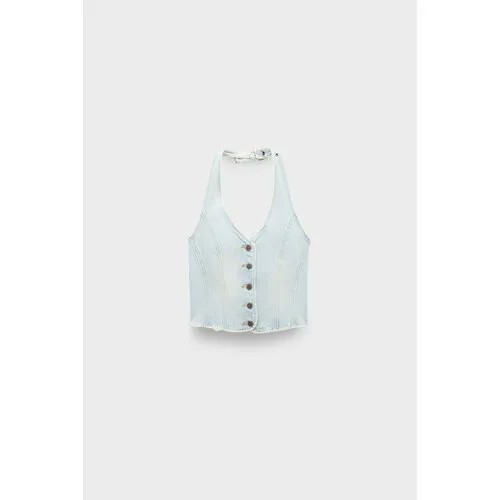 Топ One Teaspoon old west denim halter top, размер 42, голубой