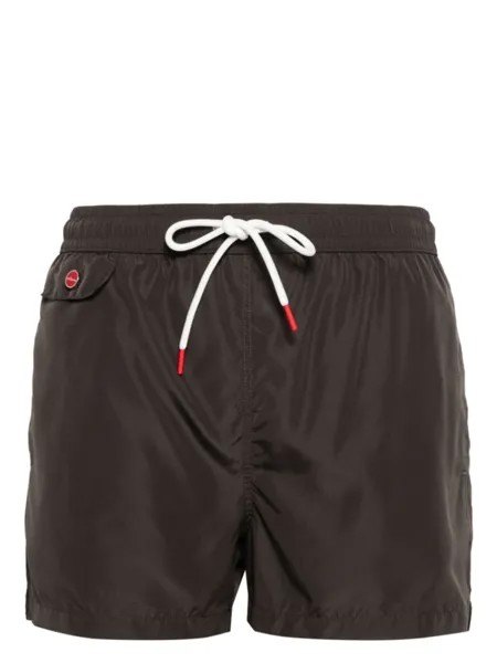 Kiton плавки-шорты с вышитым логотипом, серый