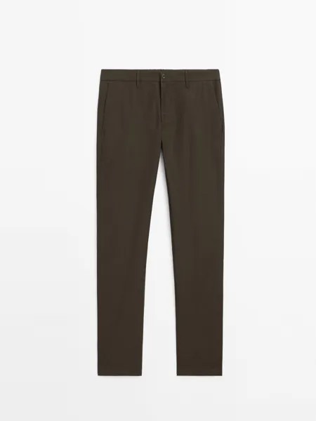 Брюки-Джоггеры из поплина Massimo Dutti, зеленый