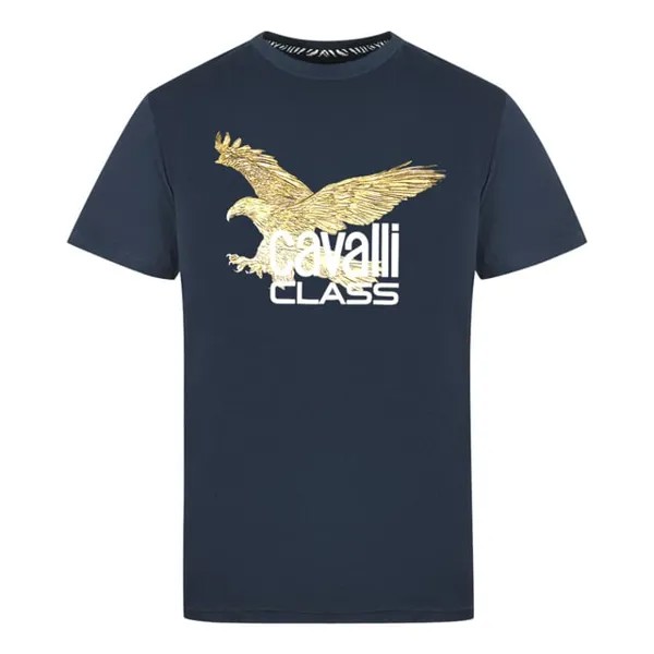 Темно-Синяя футболка с логотипом Gold Eagle Cavalli Class, синий