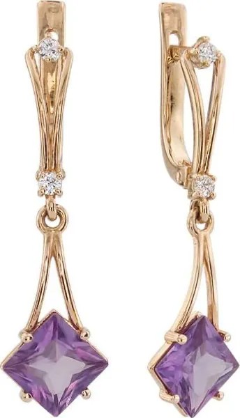 Серьги женские из золота ALORIS 016АлКц, александрит/фианит