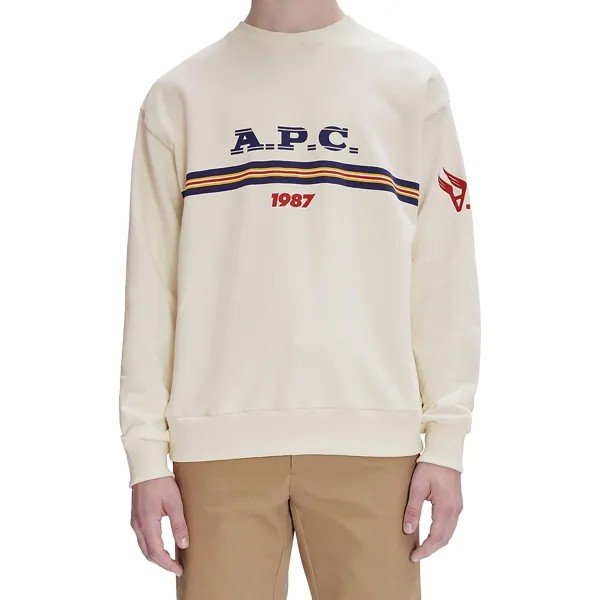Мужская толстовка с круглым вырезом с принтом Sweat Adam APC, слоновая кость