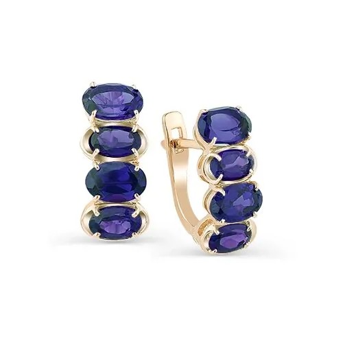 Серьги Master Brilliant, золото, 585 проба, корунд синтетический, сапфир