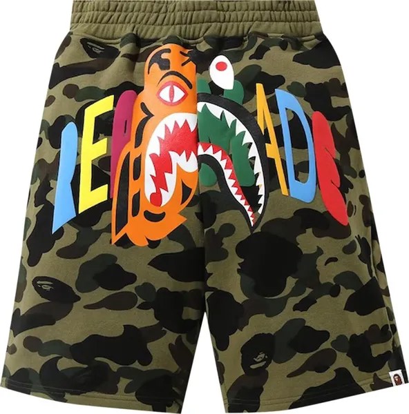 Шорты BAPE x READYMADE Tiger Shark Wide Sweat Shorts 'Green', зеленый