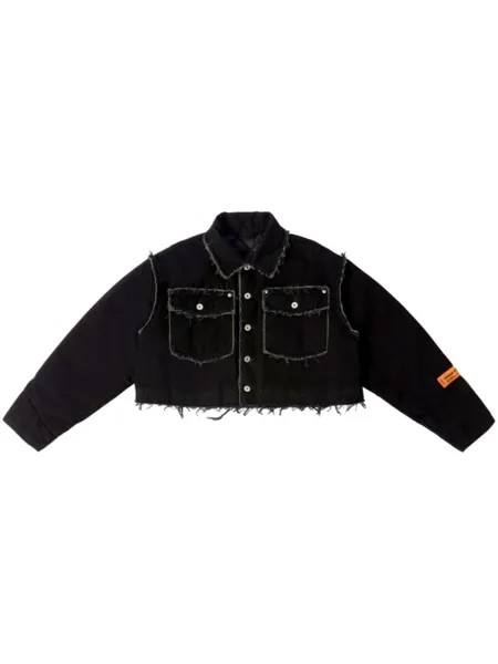 Heron Preston укороченная джинсовая куртка с эффектом потертости, черный