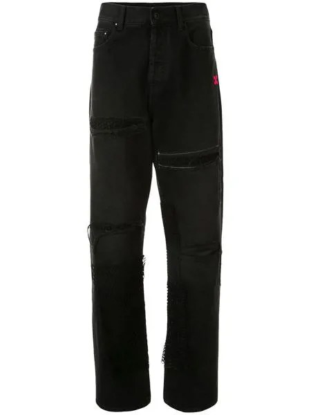 Off-White джинсы с прорезями и логотипом