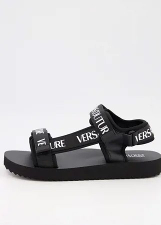 Черные сандалии с ремешками Versace Jeans Couture-Черный цвет