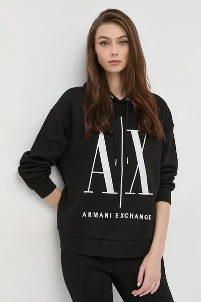 Хлопковая толстовка Armani Exchange, черный