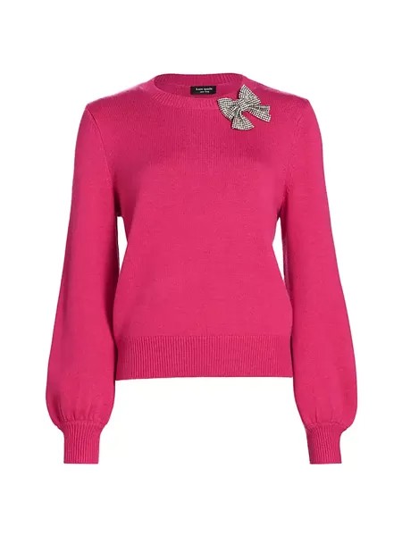 Свитер Mainline с бантом и кристаллами Kate Spade New York, цвет pom pom pink