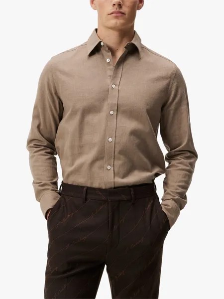 Легкая фланелевая узкая рубашка J.Lindeberg, коричневый