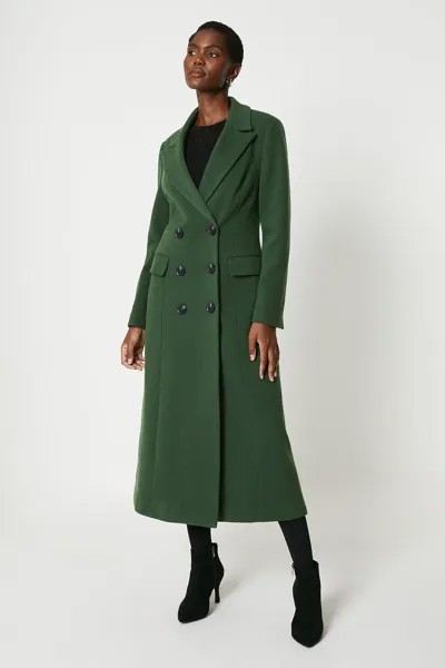 Пальто макси в стиле милитари с саржевым воротником Wallis, зеленый