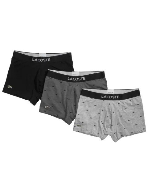 Трусы Lacoste 3-Pack Signature Trunks, цвет noir/bitume chine- argent