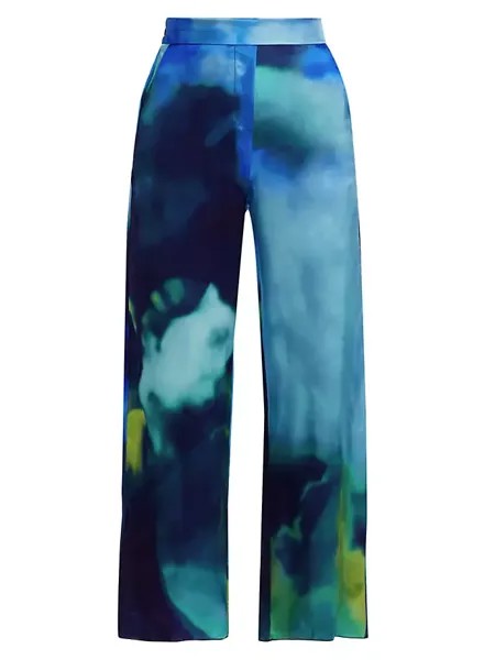 Широкие брюки из твила Anna Watercolor Piazza Sempione, синий