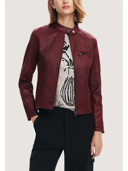 Приталенное пальто Desigual, бургундия