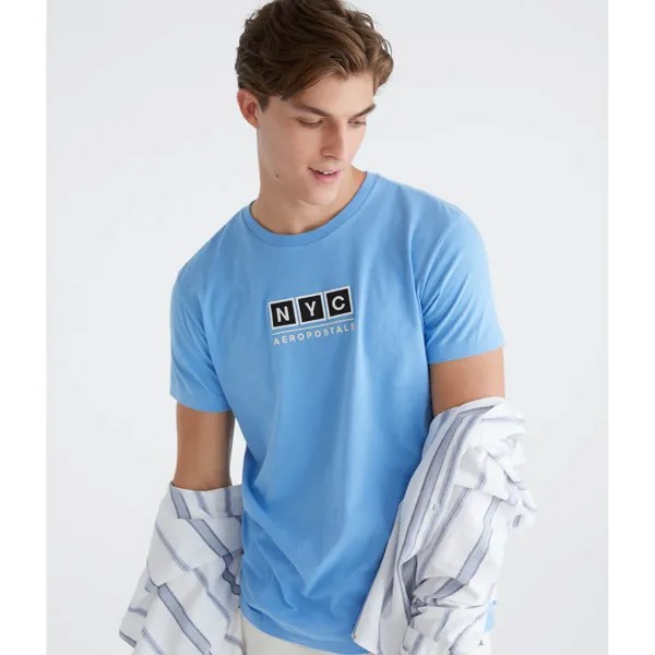 Футболка Aeropostale NYC Box Logo Appliqué Graphic, синий
