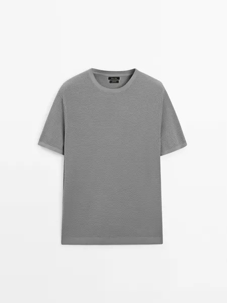 Футболка из 100% хлопка с текстурным трикотажем Massimo Dutti, серый