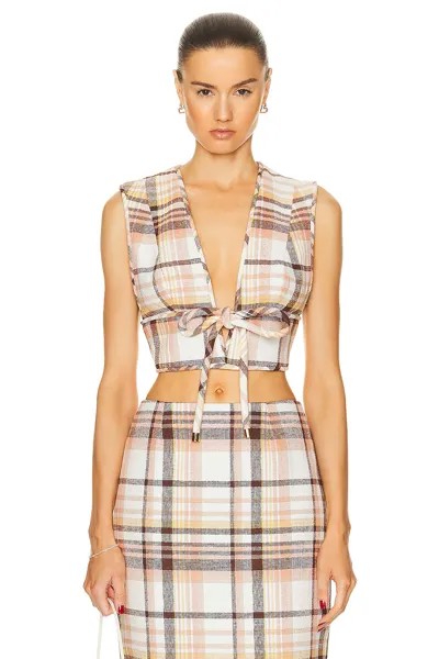 Топ Zimmermann Matchmaker Check Bow Bodice, цвет Cream Check