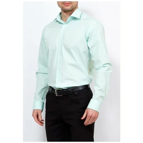 Рубашка мужская длинный рукав GREG 410/139/FR MINT/Z, Полуприталенный силуэт / Regular fit, цвет Зеленый, рост 174-184, размер ворота 39