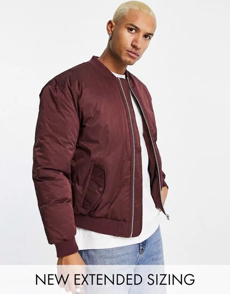 Бордовый бомбер с мягкой набивкой в стиле MA1 от ASOS DESIGN-Красный