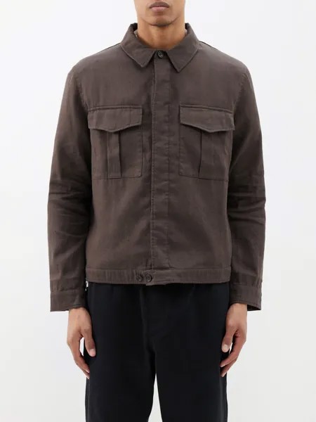 Куртка battle с карманами из смесового льна YMC, коричневый
