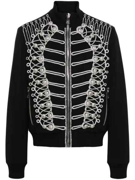 Бомбер с веревочным декором Balmain, черный