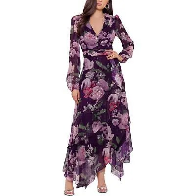 Женское длинное платье макси из фиолетового шифона с цветочным принтом Xscape 12 BHFO 7472