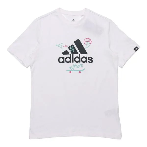 Футболка с логотипом и рисунком для спорта мужские Adidas, белый