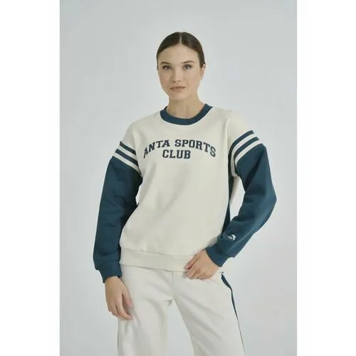 Свитшот спортивный Anta Sports Club, размер 3XL, , белый/синий