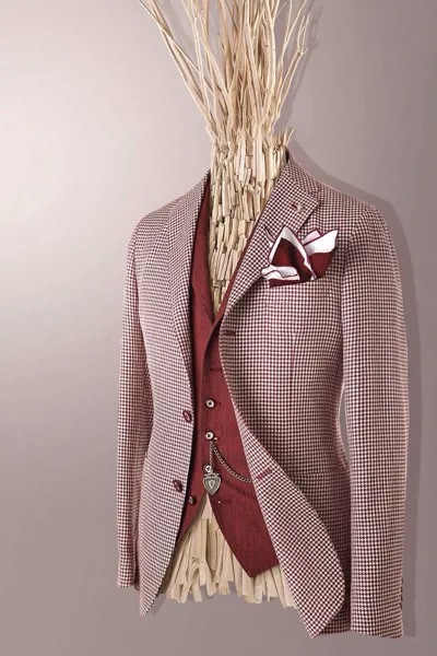 Розовый изготовленный на заказ Для мужчин костюм зимнее шерстяное пальто в клетку с v-образным вырезом, пальто для Сингаль грудью Коктейльные Вечерние свадебные жениха, друга жениха, комплект одежды из 2 предметов