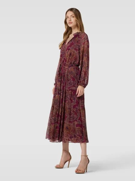 Платье миди с узором по всей поверхности, модель MIHANJA Lauren Ralph Lauren, бордо