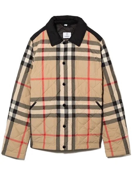 Burberry Kids стеганая куртка в клетку Vintage Check