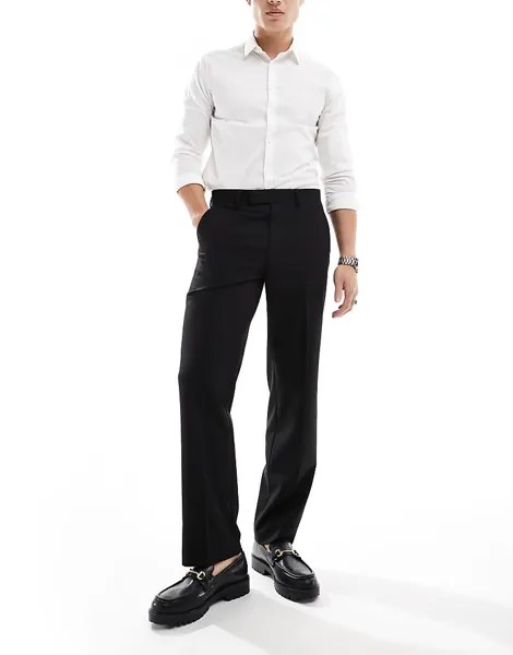 Черные прямые брюки-смокинг ASOS DESIGN