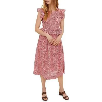 Vero Moda Женское платье миди с цветочным принтом и рукавами с рюшами, облегающее и расклешенное, BHFO 4389