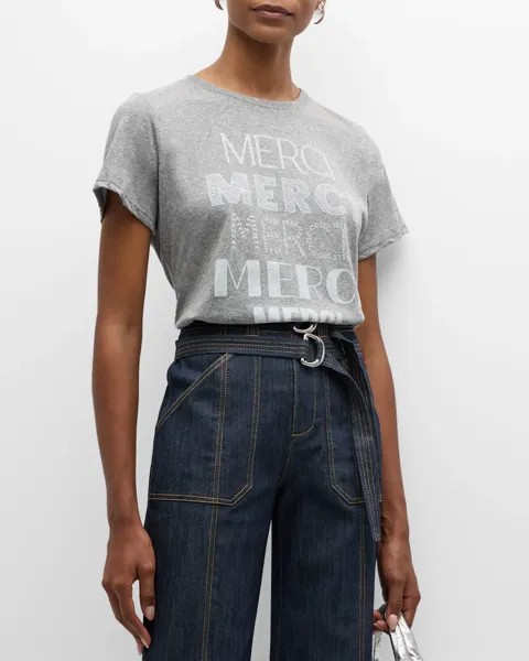 Футболка с короткими рукавами и принтом Multi Merci Cinq a Sept, цвет Heather Grey/Wh