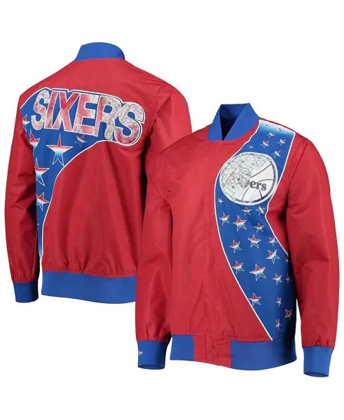 Мужская куртка philadelphia 76ers red hardwood classics 75th anniversary authentic warmup full-snap jacket Mitchell & Ness, красный