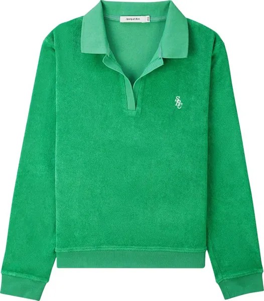 Лонгслив Sporty & Rich Amanda Long-Sleeve Polo 'Kelly Green', зеленый