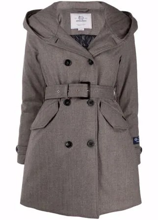 Woolrich двубортное пальто с капюшоном