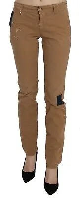 Джинсы GALLIANO Коричневые окрашенные повседневные джинсовые брюки-скинни с заниженной талией s. W28 Рекомендуемая розничная цена 400 долларов США.