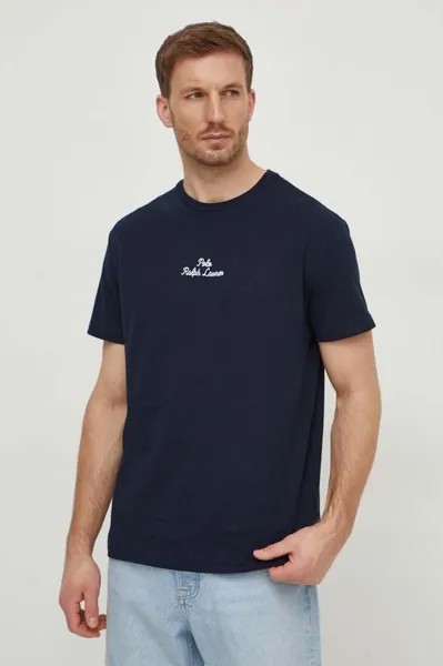 Хлопковая футболка Polo Ralph Lauren, темно-синий